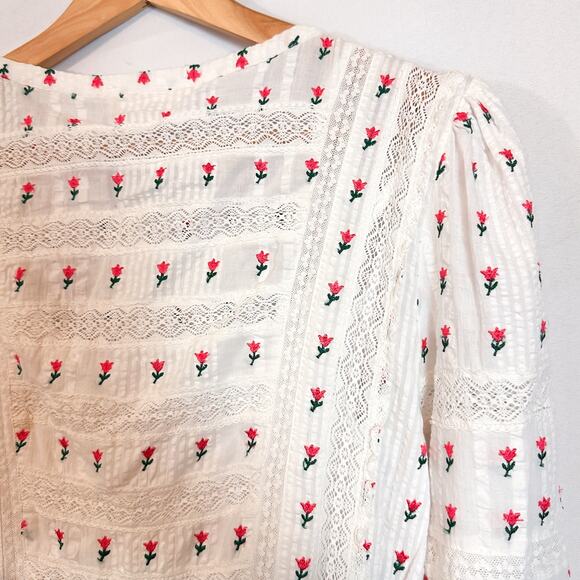 NWT LOVESHACKFANCY White Lace Floral Garden Fabiana Maxi Dress Sz. 2 - Picture 12 of 14